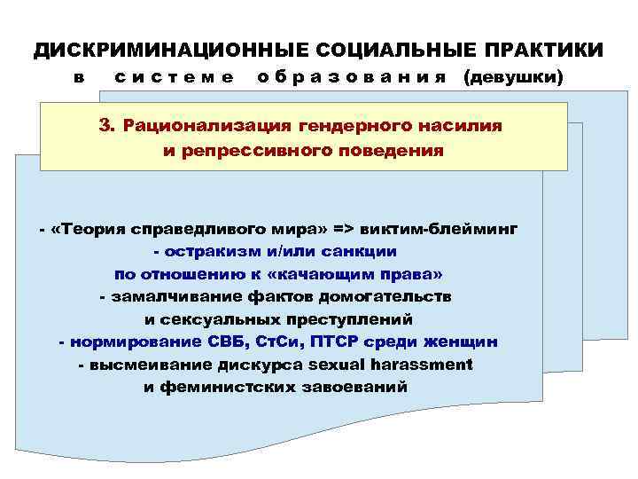 ДИСКРИМИНАЦИОННЫЕ СОЦИАЛЬНЫЕ ПРАКТИКИ в системе о б р а з о в а н