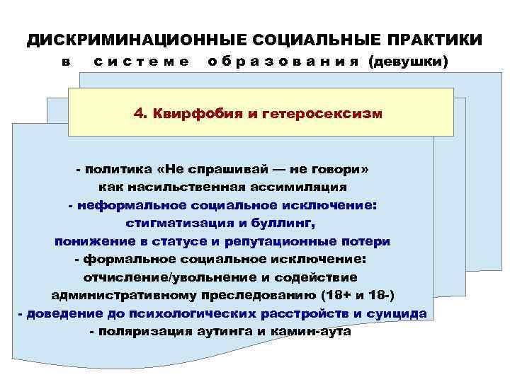 ДИСКРИМИНАЦИОННЫЕ СОЦИАЛЬНЫЕ ПРАКТИКИ в системе о б р а з о в а н