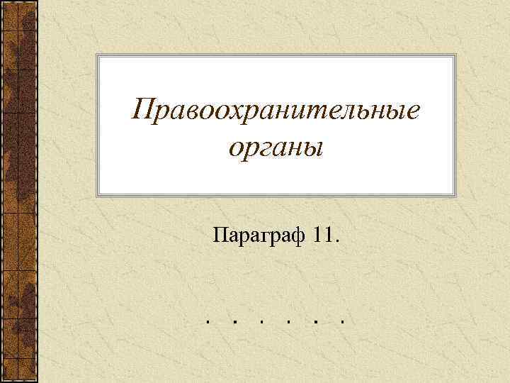 Правоохранительные органы Параграф 11. 