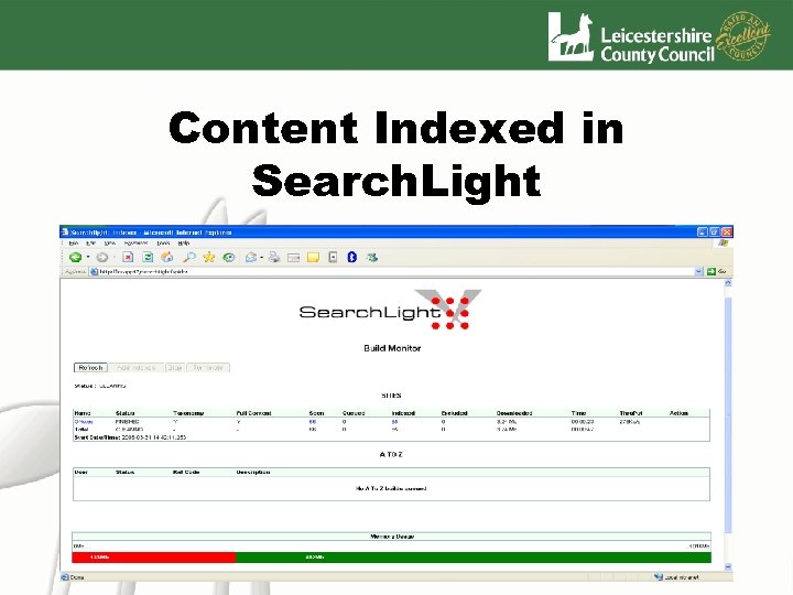 Content Indexed in Search. Light 