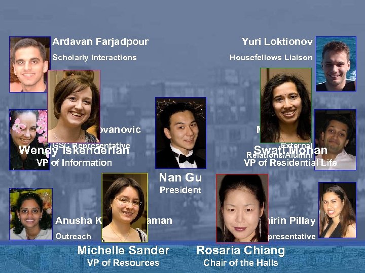 Ardavan Farjadpour Yuri Loktionov Scholarly Interactions Housefellows Liaison Natalija Jovanovic Mihir Mehta GSC Representative