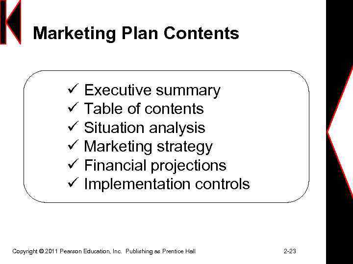 Marketing Plan Contents ü Executive summary ü Table of contents ü Situation analysis ü