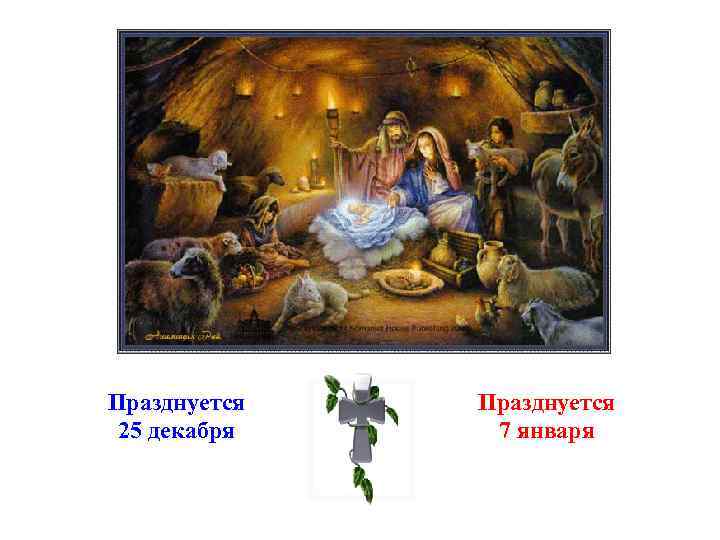 Празднуется 25 декабря Празднуется 7 января 