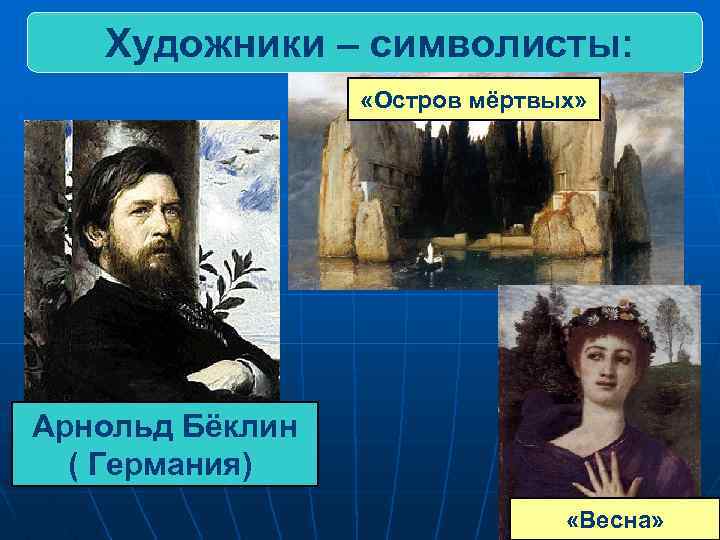 Художники – символисты: «Остров мёртвых» Арнольд Бёклин ( Германия) «Весна» 
