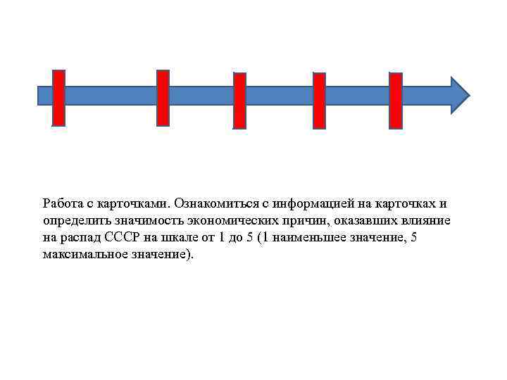 Работа с карточками. Ознакомиться с информацией на карточках и определить значимость экономических причин, оказавших