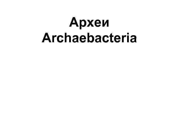 Археи Archaebacteria 