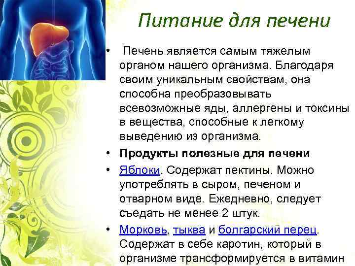 Питание для печени • Печень является самым тяжелым органом нашего организма. Благодаря своим уникальным