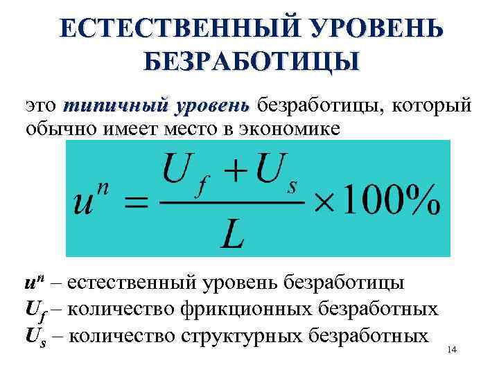 ЕСТЕСТВЕННЫЙ УРОВЕНЬ БЕЗРАБОТИЦЫ это типичный уровень безработицы, который обычно имеет место в экономике un