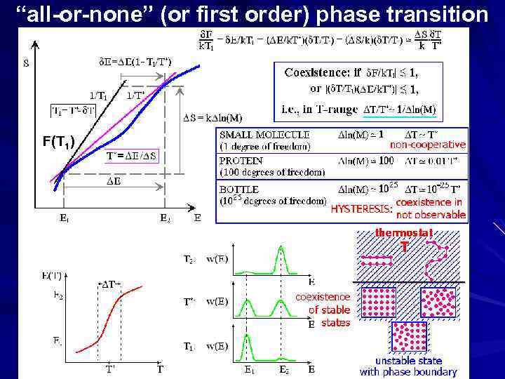 “all-or-none” (or first order) phase transition F(T 1) ________ 