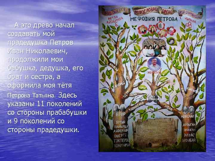  А это древо начал создавать мой прадедушка Петров Иван Николаевич, продолжили мои бабушка,