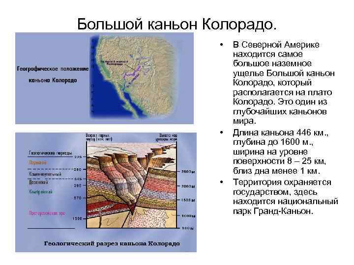 Большой каньон Колорадо. • • • В Северной Америке находится самое большое наземное ущелье
