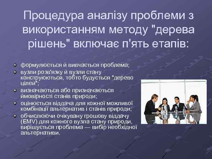 Процедура аналізу проблеми з використанням методу 