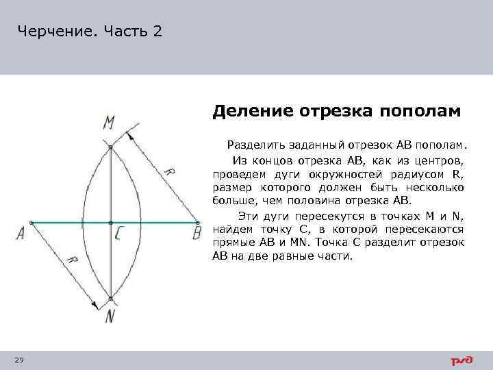 Какое построение изображено на рисунке деление отрезка пополам