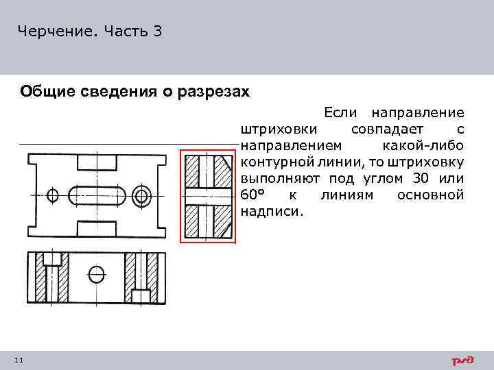 Укажите как выполняют на чертежах общего вида штриховку одной детали на всех изображениях