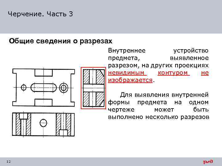 На рабочем чертеже детали невидимые контуры