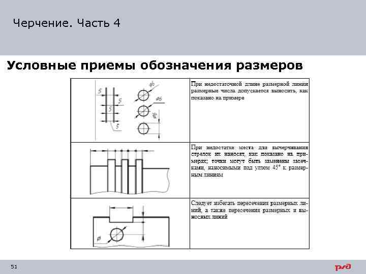 Черчение. Часть 4 Условные приемы обозначения размеров 51 