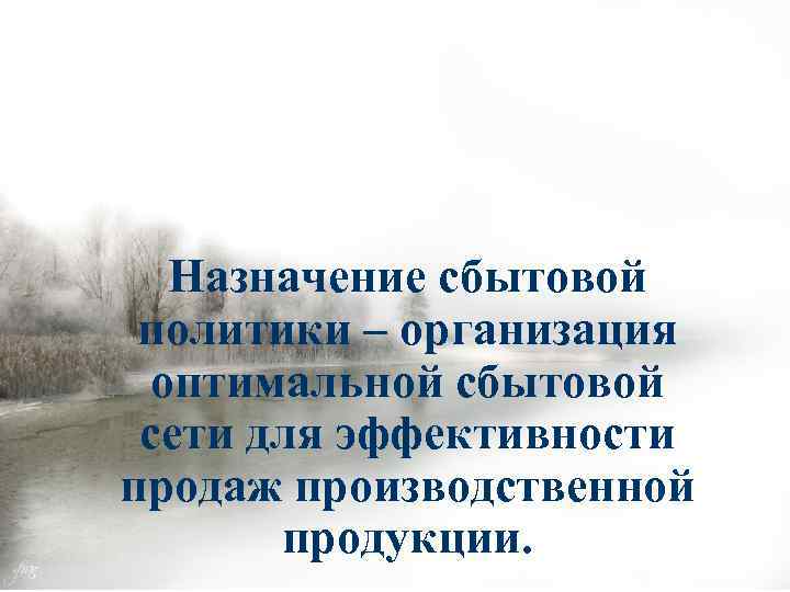 Назначение сбытовой политики – организация оптимальной сбытовой сети для эффективности продаж производственной продукции. 