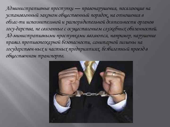 Административные проступки — правонарушения, посягающие на установленный законом общественный порядок, на отношения в облас