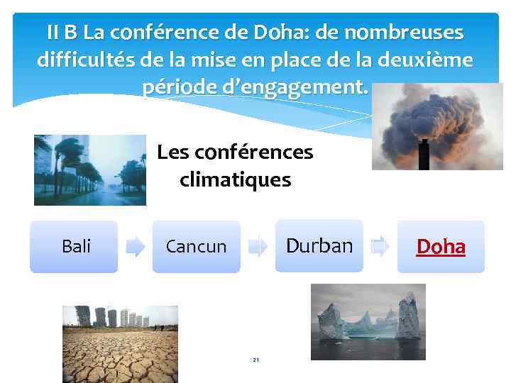 II B La conférence de Doha: de nombreuses difficultés de la mise en place