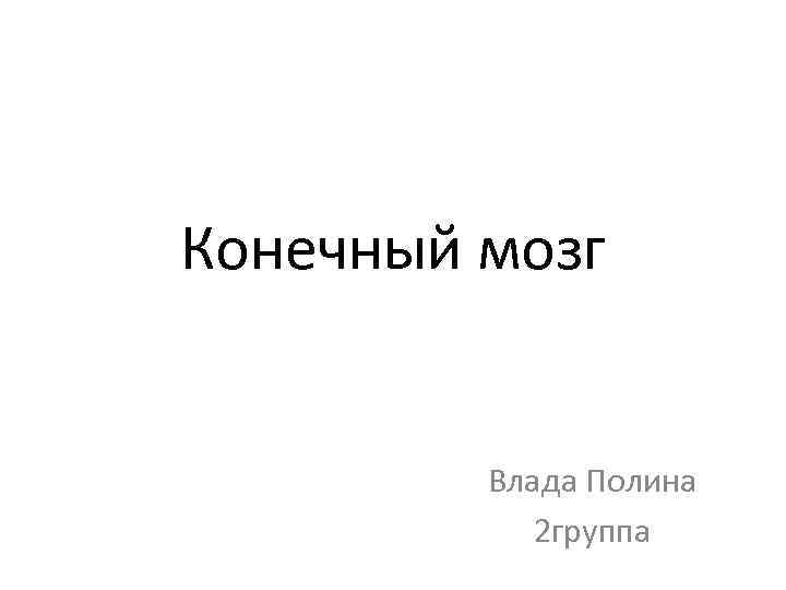 Конечный мозг Влада Полина 2 группа 