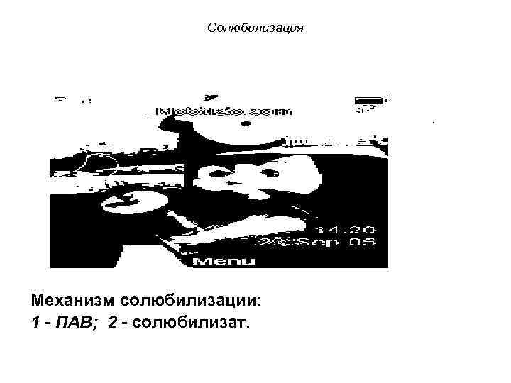 Солюбилизация . Механизм солюбилизации: 1 - ПАВ; 2 - солюбилизат. 
