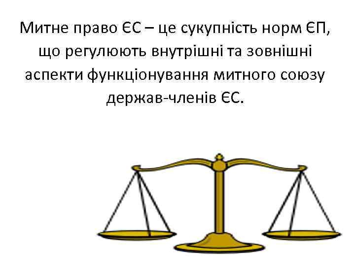 Митне право ЄС – це сукупність норм ЄП, що регулюють внутрішні та зовнішні аспекти