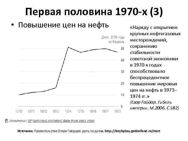 Первая половина 1970 -х (3) • Повышение цен на нефть «Наряду с открытием крупных