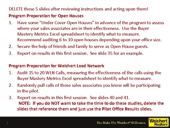 DELETE these 5 slides after reviewing instructions and acting upon them! Program Preparation for