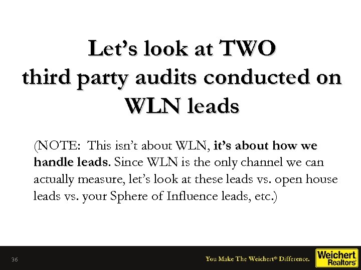 Let’s look at TWO third party audits conducted on WLN leads (NOTE: This isn’t