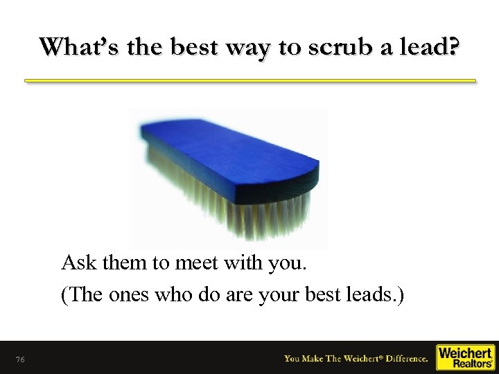What’s the best way to scrub a lead? Ask them to meet with you.