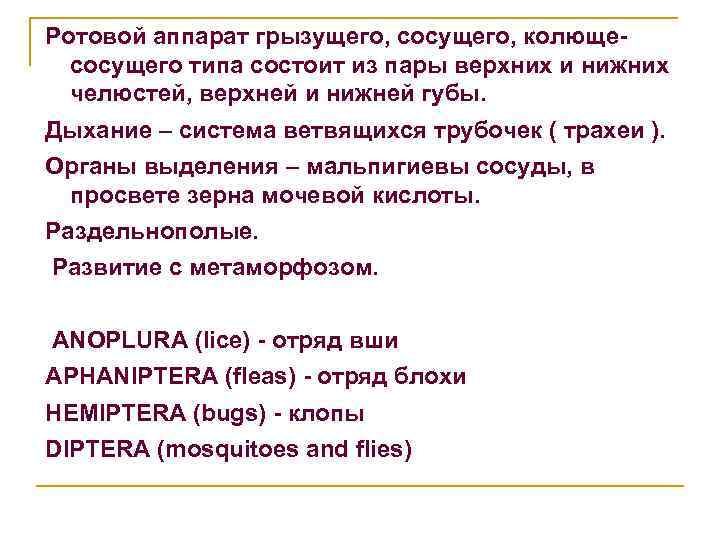 Ротовой аппарат грызущего, сосущего, колющесосущего типа состоит из пары верхних и нижних челюстей, верхней