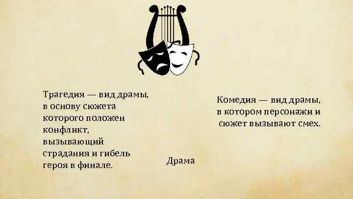 Трагедия — вид драмы, в основу сюжета которого положен конфликт, вызывающий страдания и гибель