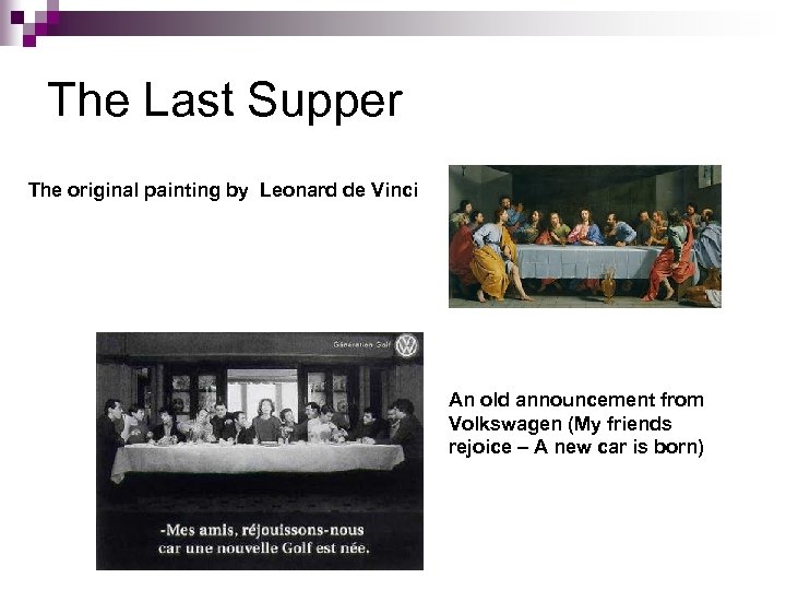 The Last Supper The original painting by Leonard de Vinci An old announcement from