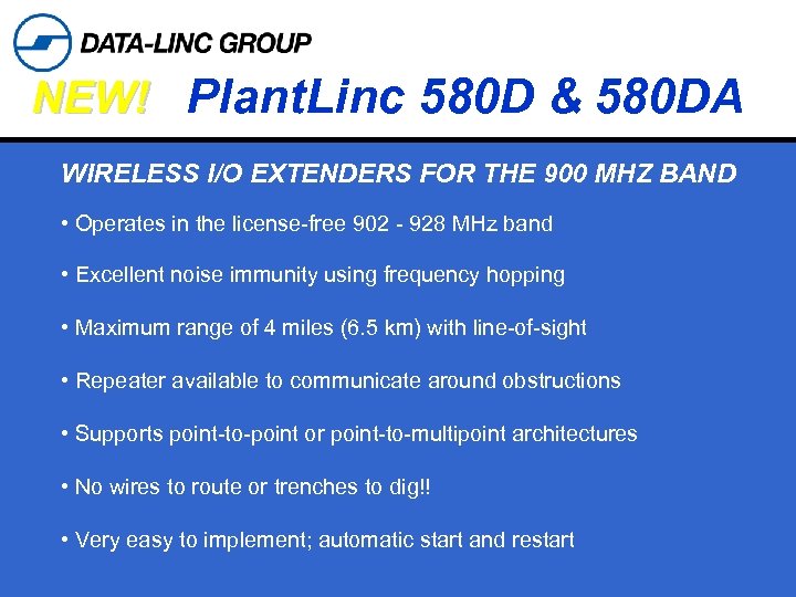 NEW! Plant. Linc 580 D & 580 DA WIRELESS I/O EXTENDERS FOR THE 900