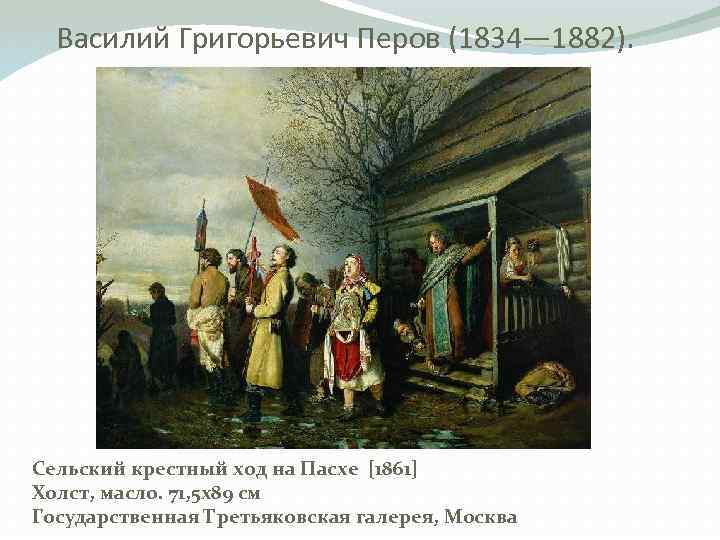 Василий Григорьевич Перов (1834— 1882). Сельский крестный ход на Пасхе [1861] Холст, масло. 71,