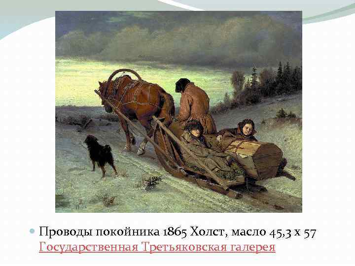  Проводы покойника 1865 Холст, масло 45, 3 x 57 Государственная Третьяковская галерея 