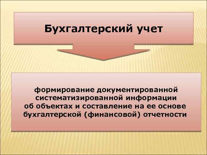 Бухгалтерский учет формирование документированной систематизированной информации об объектах и составление на ее основе бухгалтерской