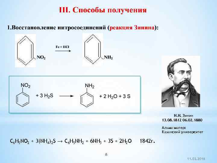 Н. Н. Зинин 13. 08. 1812 06. 02. 1880 Альма-матер: Казанский университет C 6