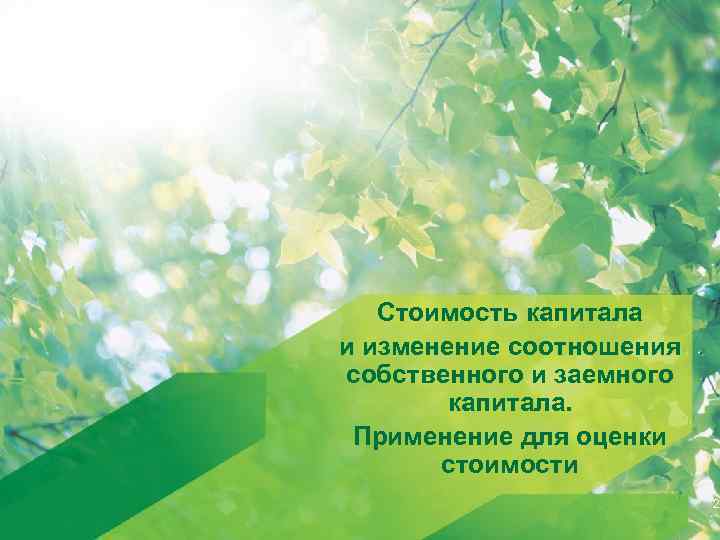 Стоимость капитала и изменение соотношения собственного и заемного капитала. Применение для оценки стоимости 2