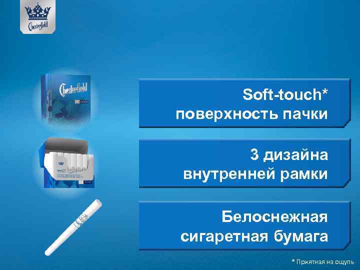 Soft-touch* поверхность пачки 3 дизайна внутренней рамки Белоснежная сигаретная бумага * Приятная на ощупь