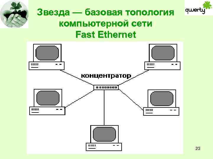 Звезда — базовая топология компьютерной сети Fast Ethernet 23 