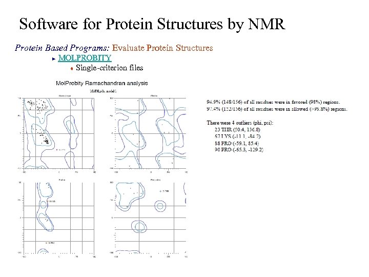 Software for Protein Structures by NMR Protein Based Programs: Evaluate Protein Structures MOLPROBITY t