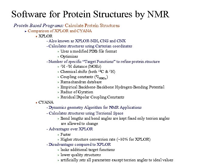 Software for Protein Structures by NMR Protein Based Programs: Calculate Protein Structures Comparison of