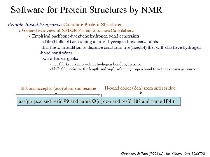 Software for Protein Structures by NMR Protein Based Programs: Calculate Protein Structures General overview