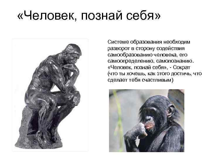  «Человек, познай себя» Системе образования необходим разворот в сторону содействия самообразованию человека, его