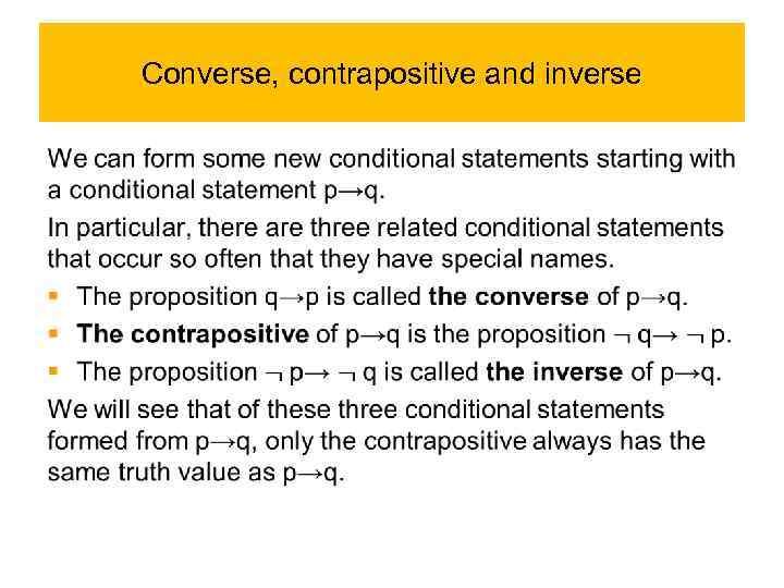 Converse, contrapositive and inverse • 