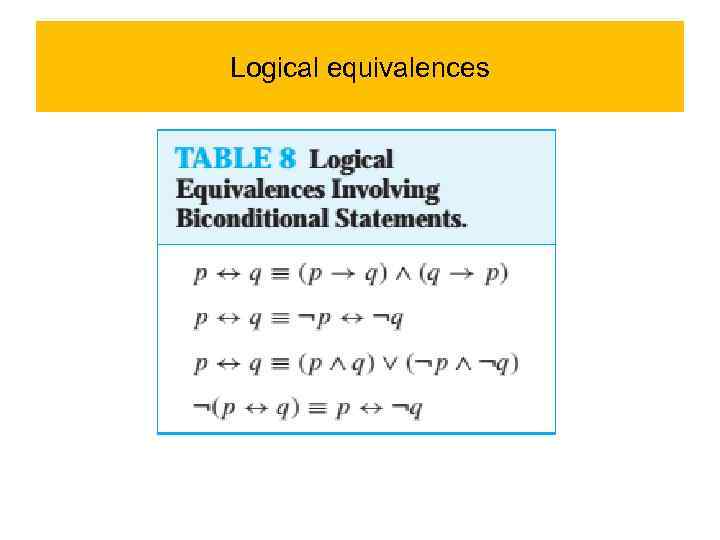 Logical equivalences 