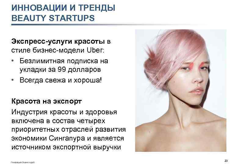 ИННОВАЦИИ И ТРЕНДЫ BEAUTY STARTUPS Экспресс-услуги красоты в стиле бизнес-модели Uber: • Безлимитная подписка