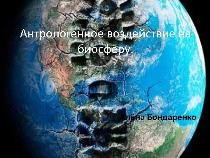 Антропогенное воздействие на биосферу. Алёна Бондаренко 