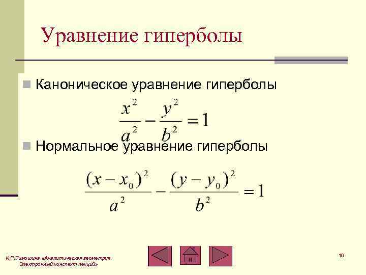 Каноническое уравнение мнимой гиперболы